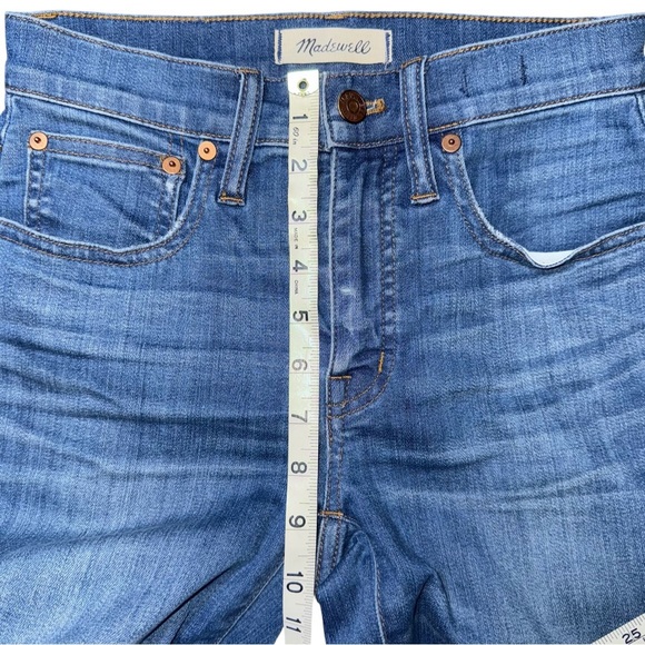 Madewell Cali Demi-Boot Jeans Size 23 Haywood Wash Destructed Hem Cropped Flare - Picture 9 of 11